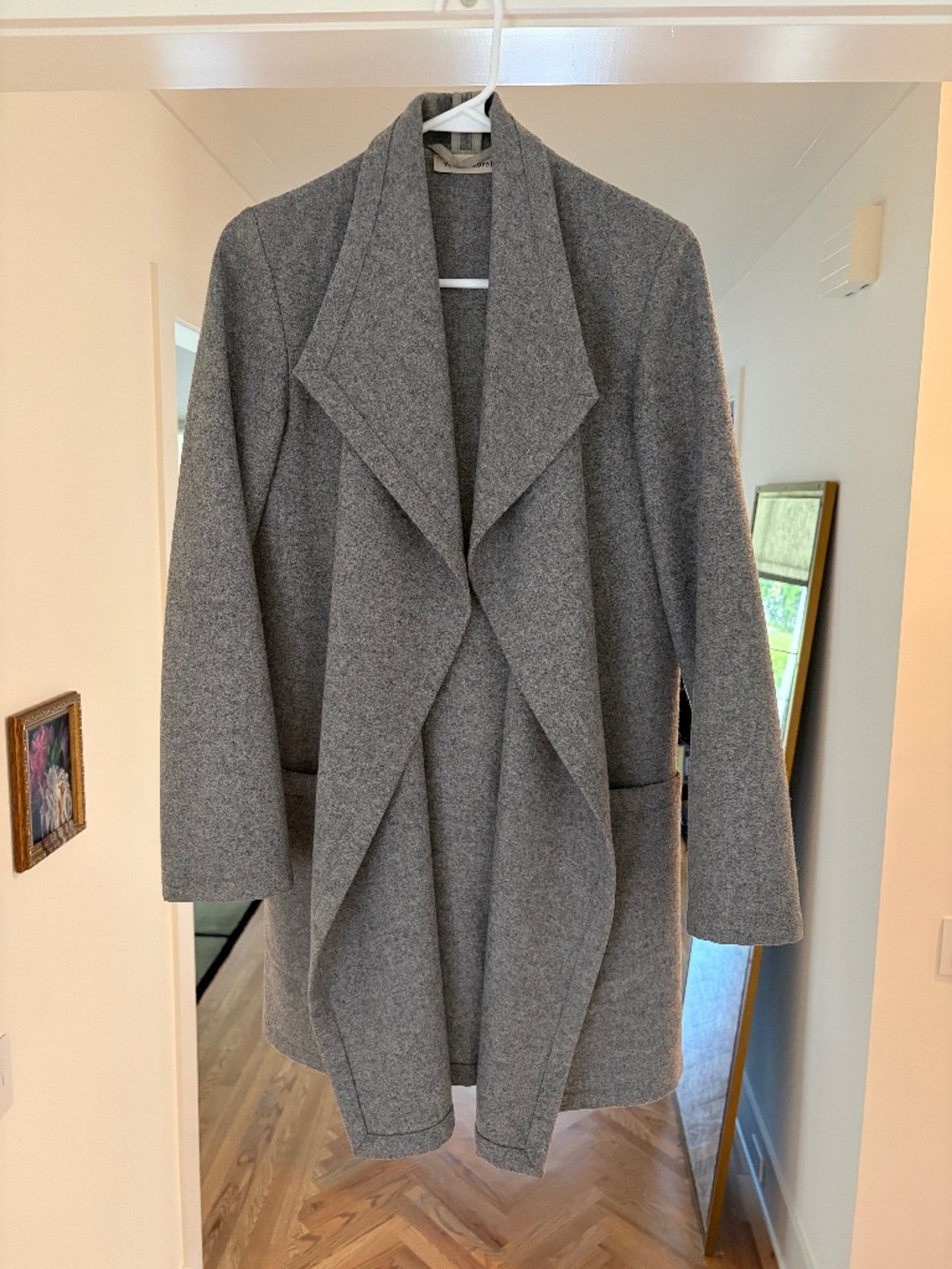Velvet Novel 100% Wool Waterfall Coat Gray Open Front Jacket Size XS